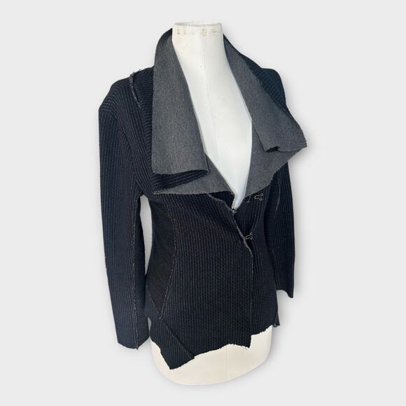 Aratta Silent Journey Drapey Asymmetrical Wrap Cardigan Navy Blue S Edgy Boho - Picture 3 of 11